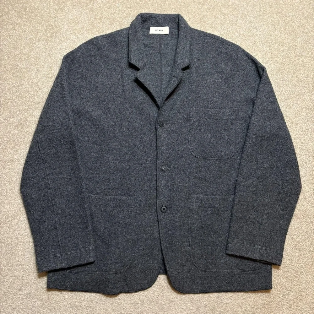 Buck Mason Felted Chore Coat Blazer Mens 2XL Gray Wool Knit Unstructured Jacket